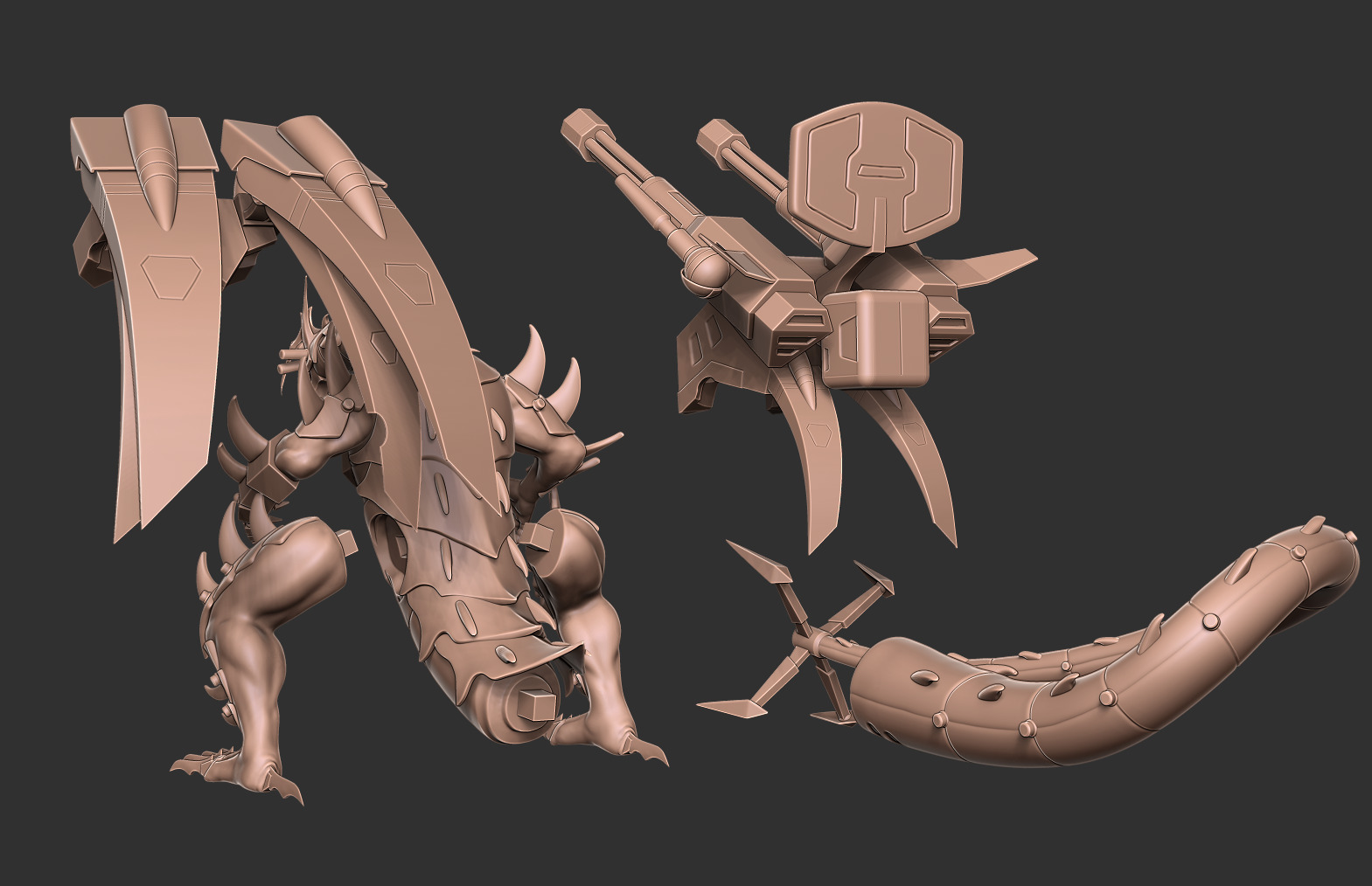 Mecha Dragon Sci-fi Armored Creature 3D Model 3D print model_4