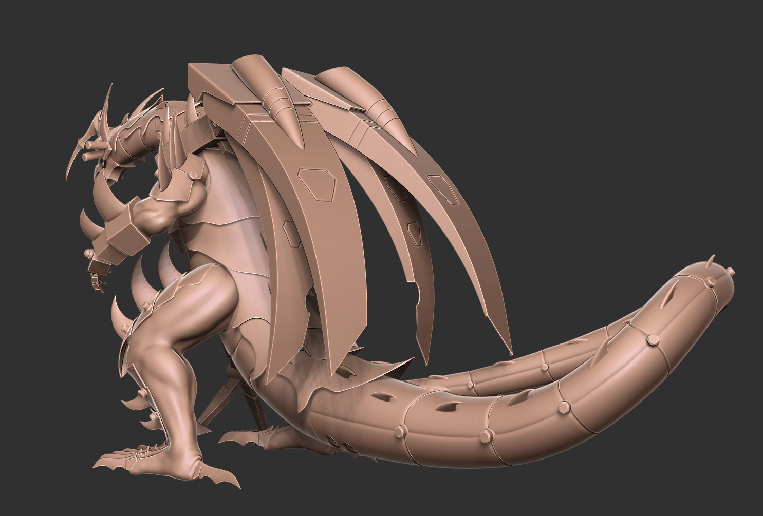 Mecha Dragon Sci-fi Armored Creature 3D Model 3D print model_12