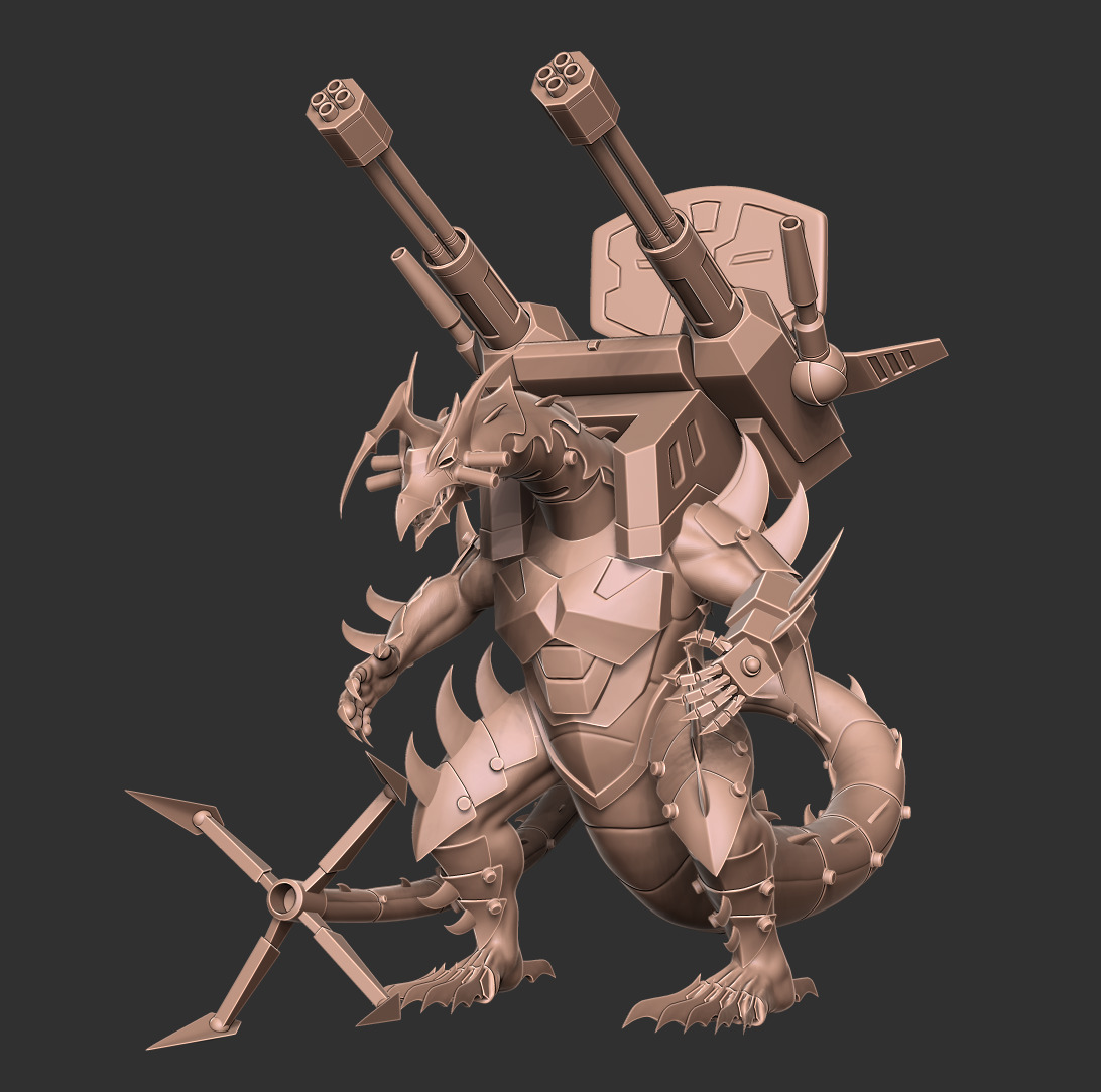 Mecha Dragon Sci-fi Armored Creature 3D Model 3D print model_5