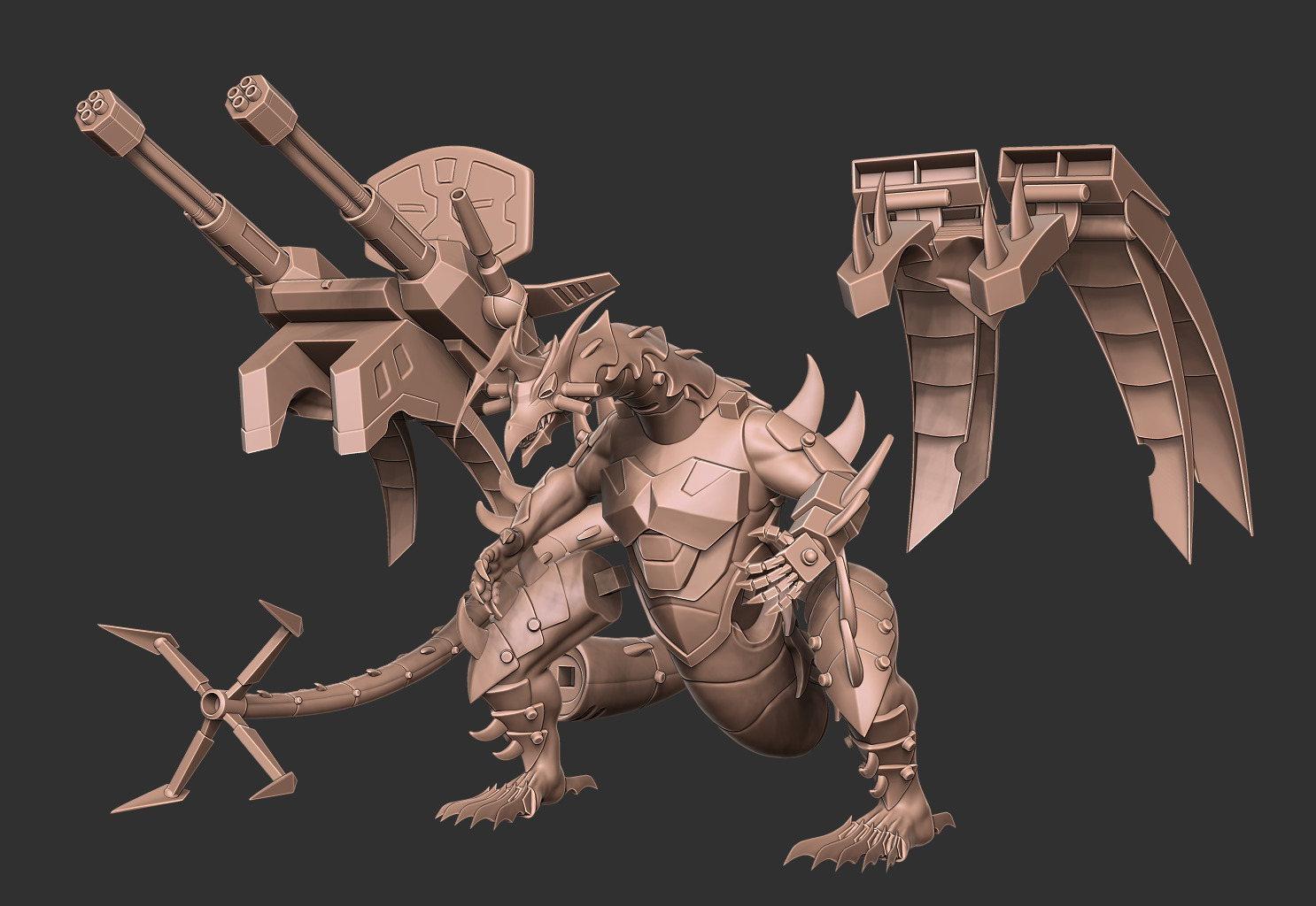 Mecha Dragon Sci-fi Armored Creature 3D Model 3D print model_2