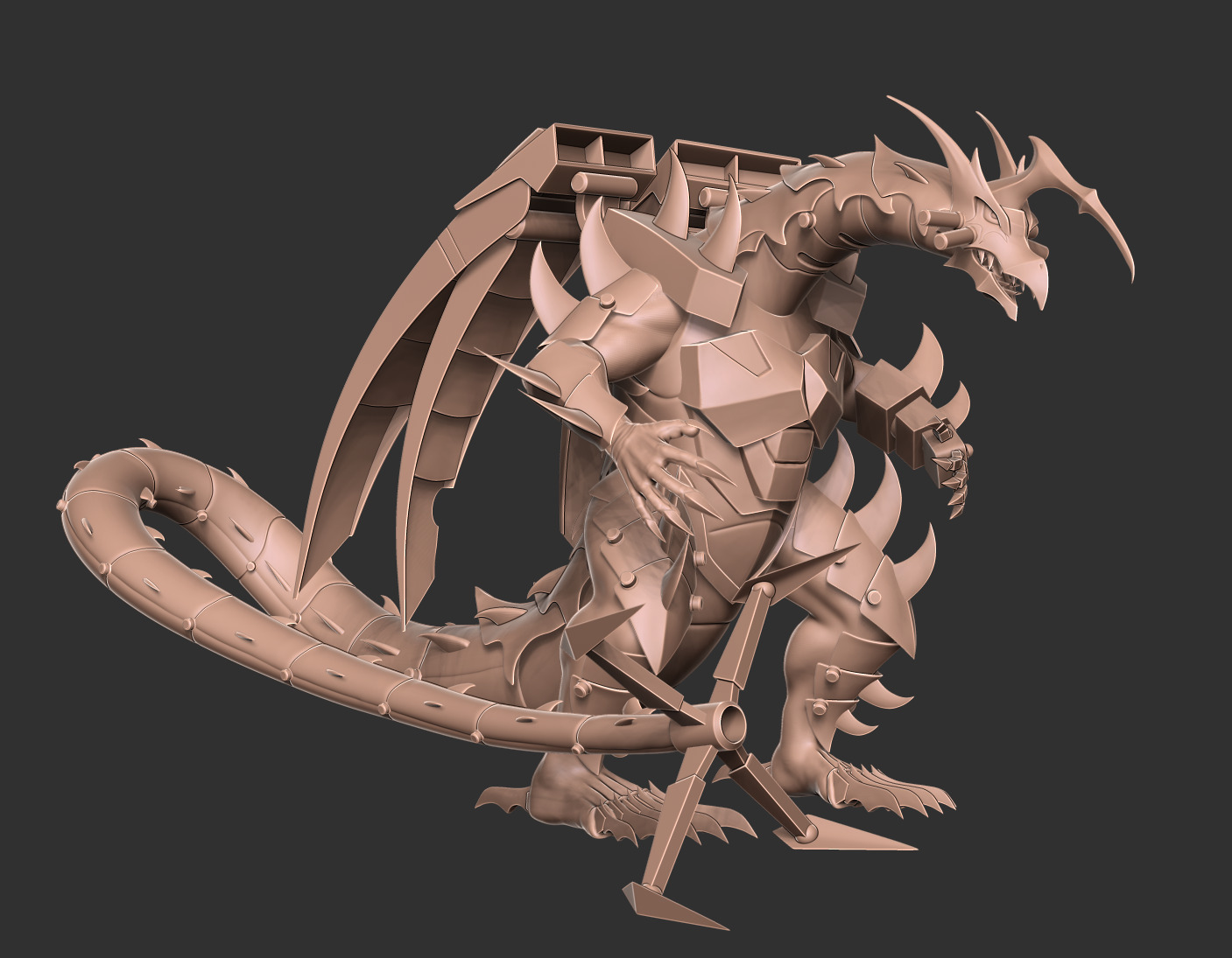 Mecha Dragon Sci-fi Armored Creature 3D Model 3D print model_14