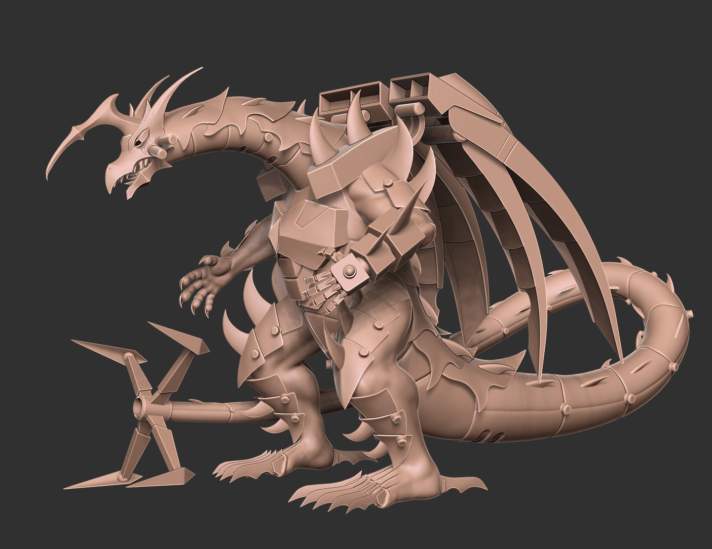 Mecha Dragon Sci-fi Armored Creature 3D Model 3D print model_11