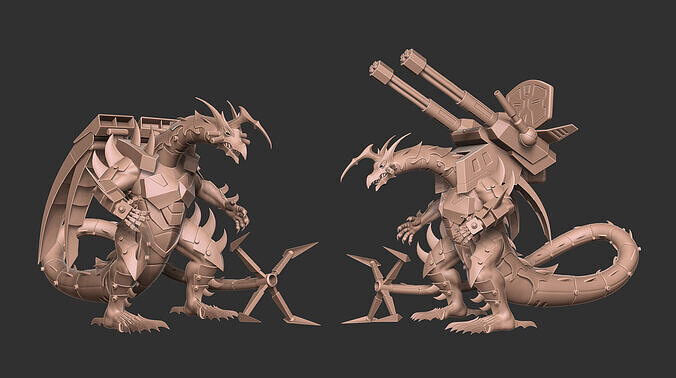 Mecha Dragon Sci-fi Armored Creature 3D Model 3D print model