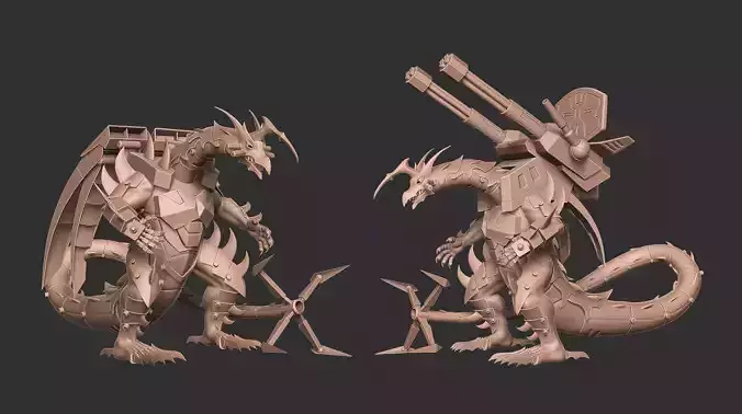 Mecha Dragon Sci-fi Armored Creature 3D Model