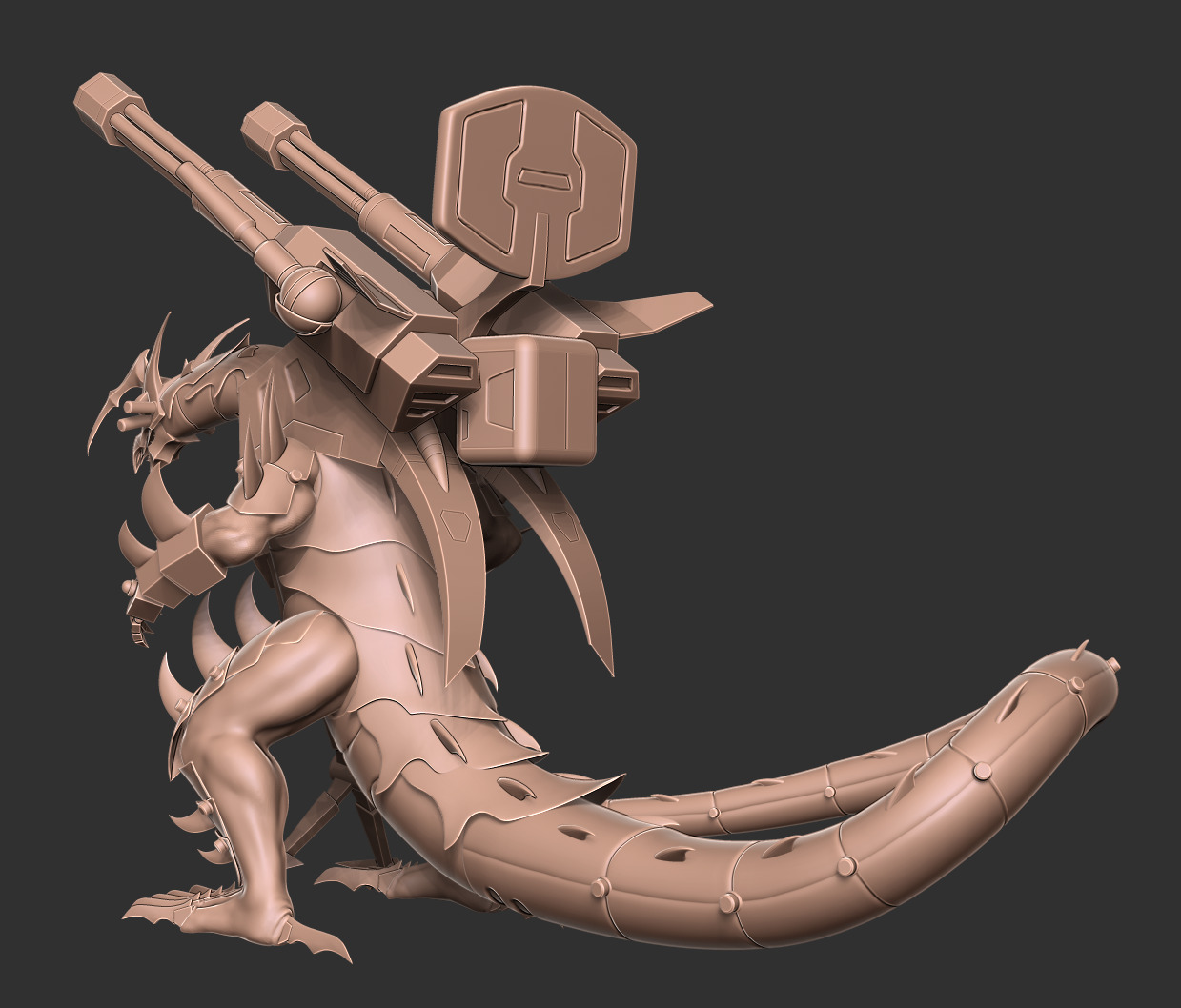 Mecha Dragon Sci-fi Armored Creature 3D Model 3D print model_7