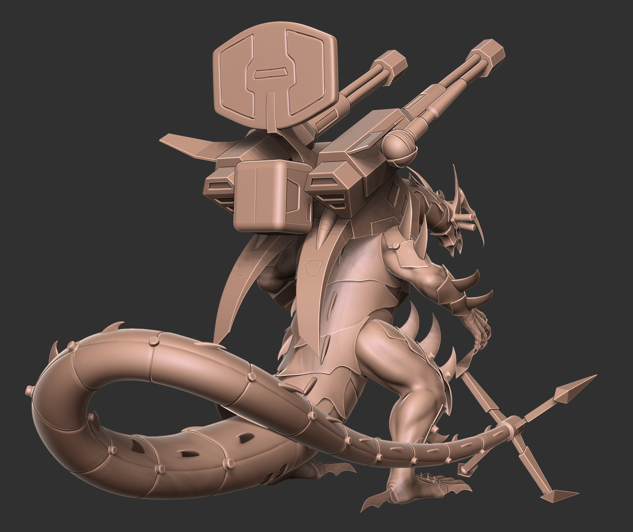 Mecha Dragon Sci-fi Armored Creature 3D Model 3D print model_8