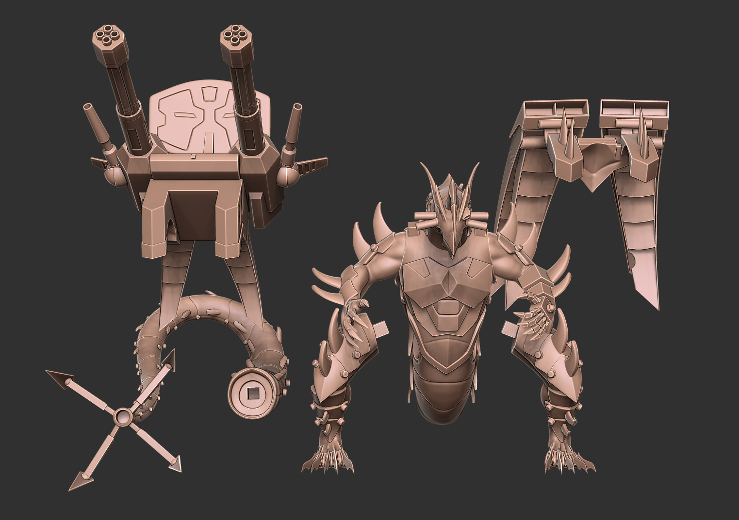 Mecha Dragon Sci-fi Armored Creature 3D Model 3D print model_1