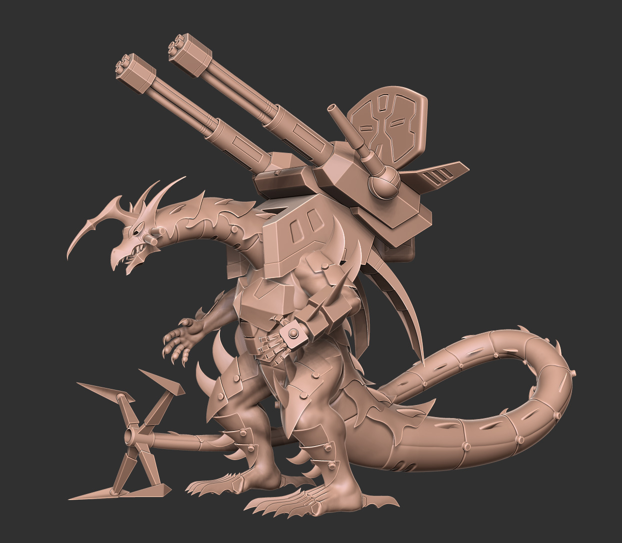 Mecha Dragon Sci-fi Armored Creature 3D Model 3D print model_6