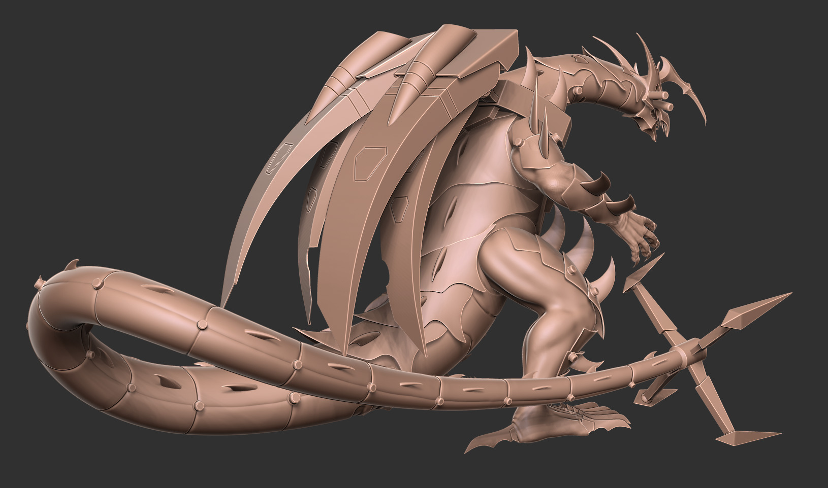 Mecha Dragon Sci-fi Armored Creature 3D Model 3D print model_13