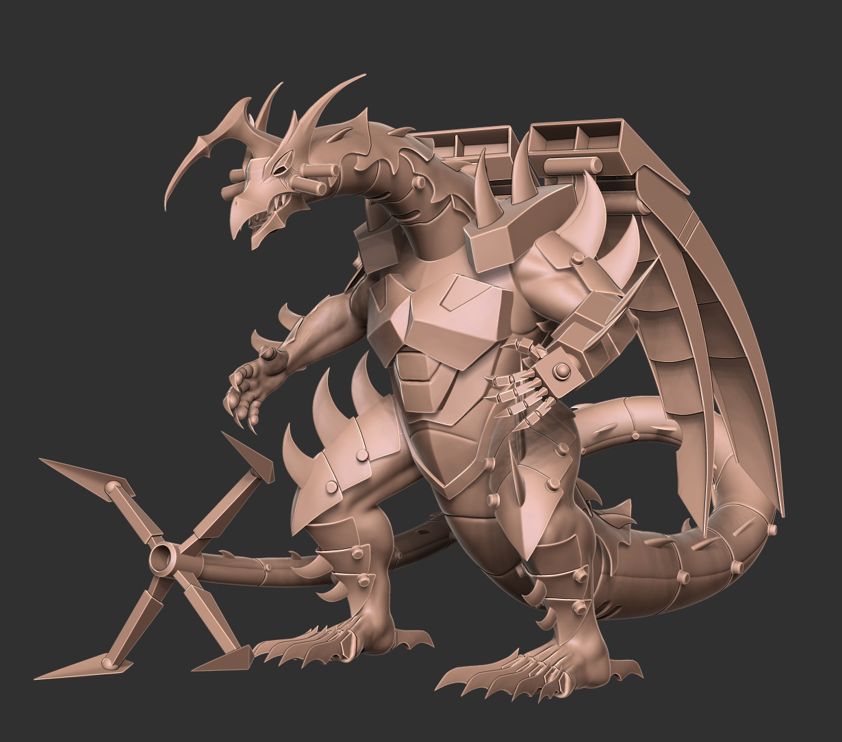 Mecha Dragon Sci-fi Armored Creature 3D Model 3D print model_10