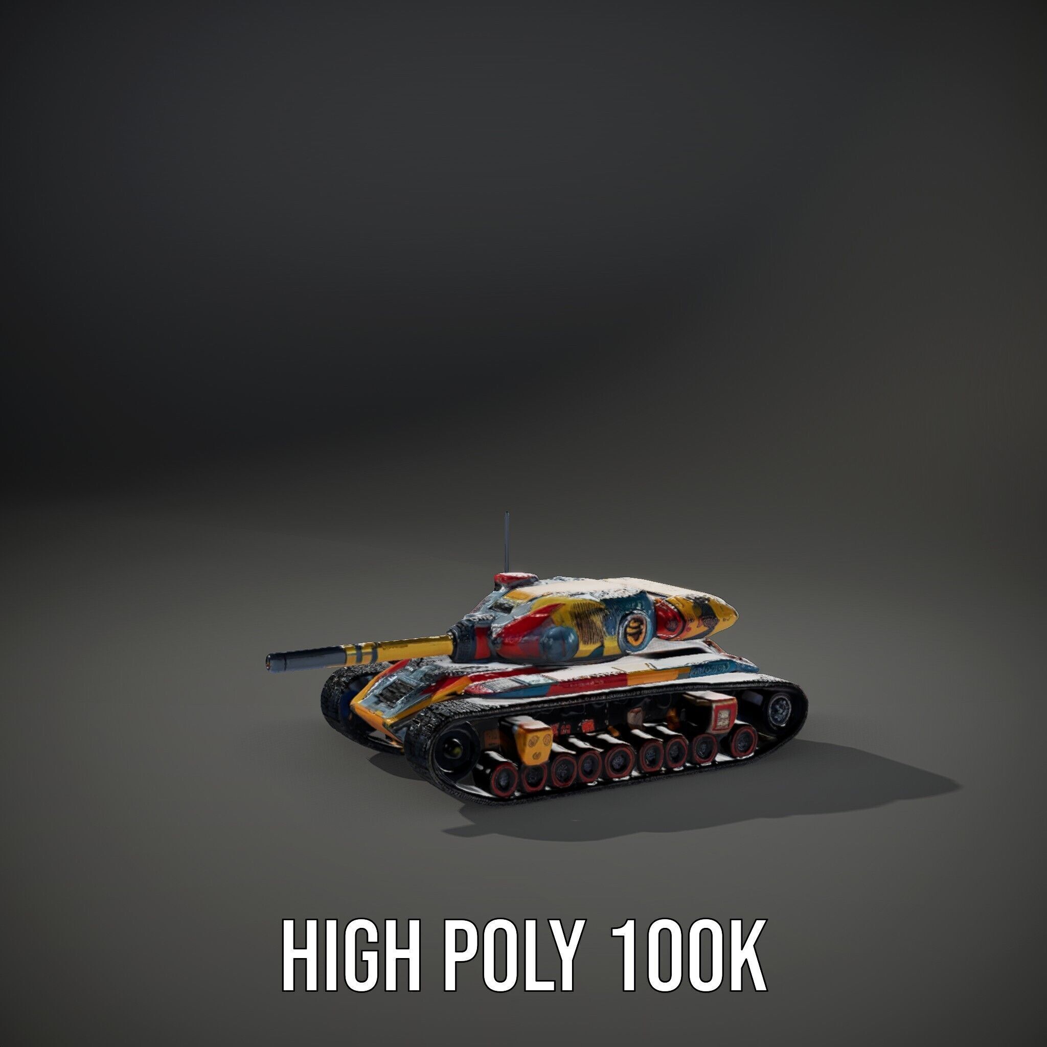 Colorful Battle Tank Model Pack for Game and Film Production Low-poly 3D model_12