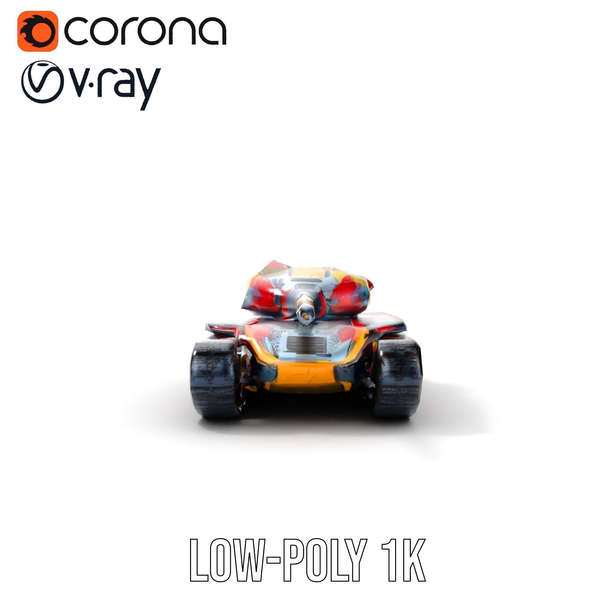 Colorful Battle Tank Model Pack for Game and Film Production Low-poly 3D model_22