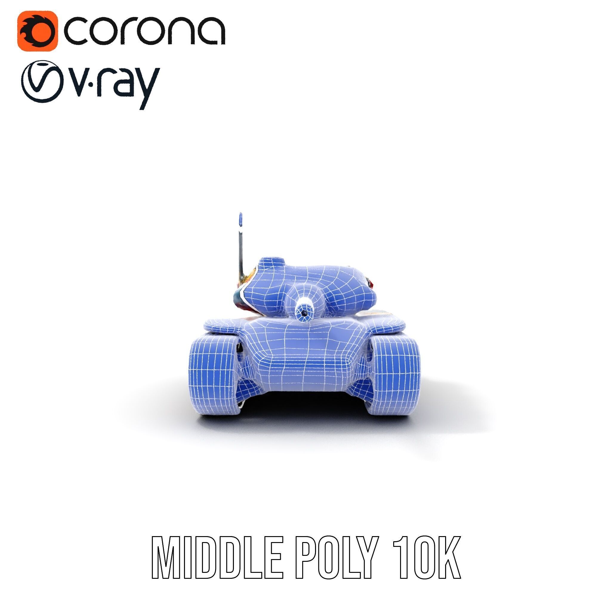 Colorful Battle Tank Model Pack for Game and Film Production Low-poly 3D model_26