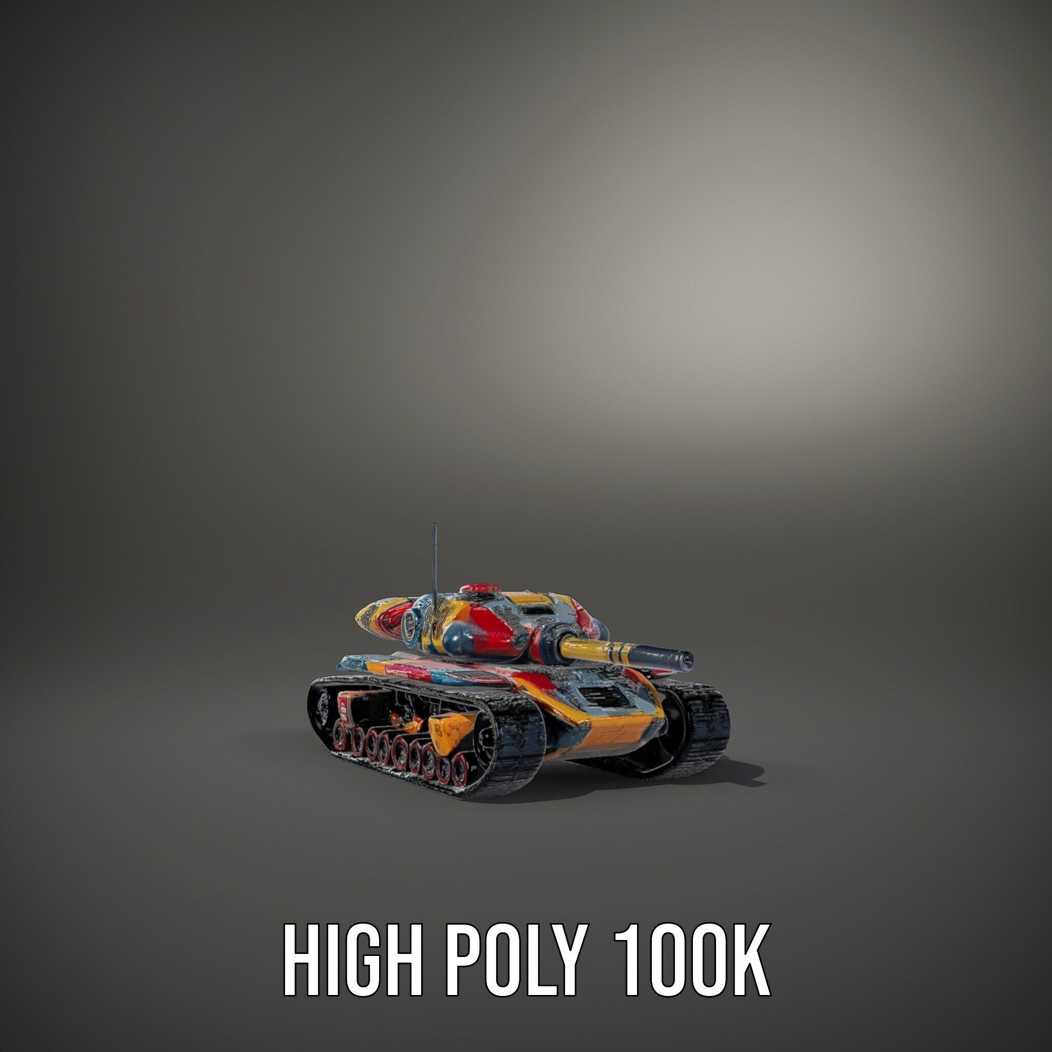 Colorful Battle Tank Model Pack for Game and Film Production Low-poly 3D model_15