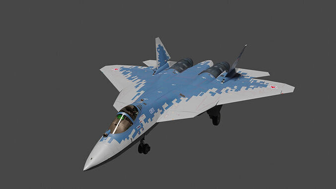 Sukhoi SU57 5th Gen Stealth Fighter Jet Low-poly 3D model