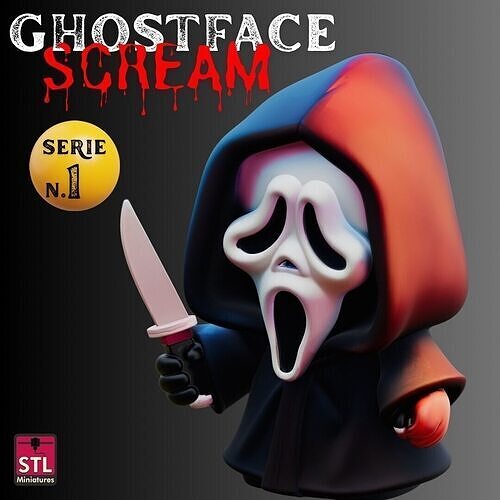 STL File Ghostface Scream Chibi Horror Style  3D print model