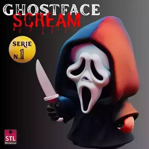 STL File Ghostface Scream Chibi Horror Style  3D print model