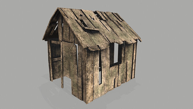 Old Broken Shed Low Poly 3d Model Low-poly 3D model