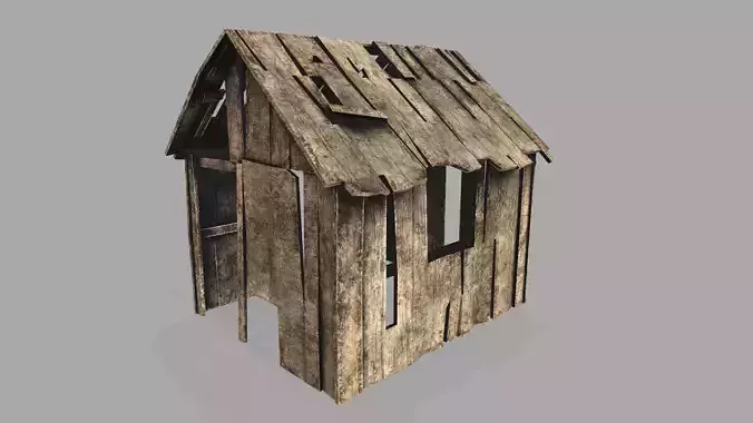 Old Broken Shed Low Poly 3d Model