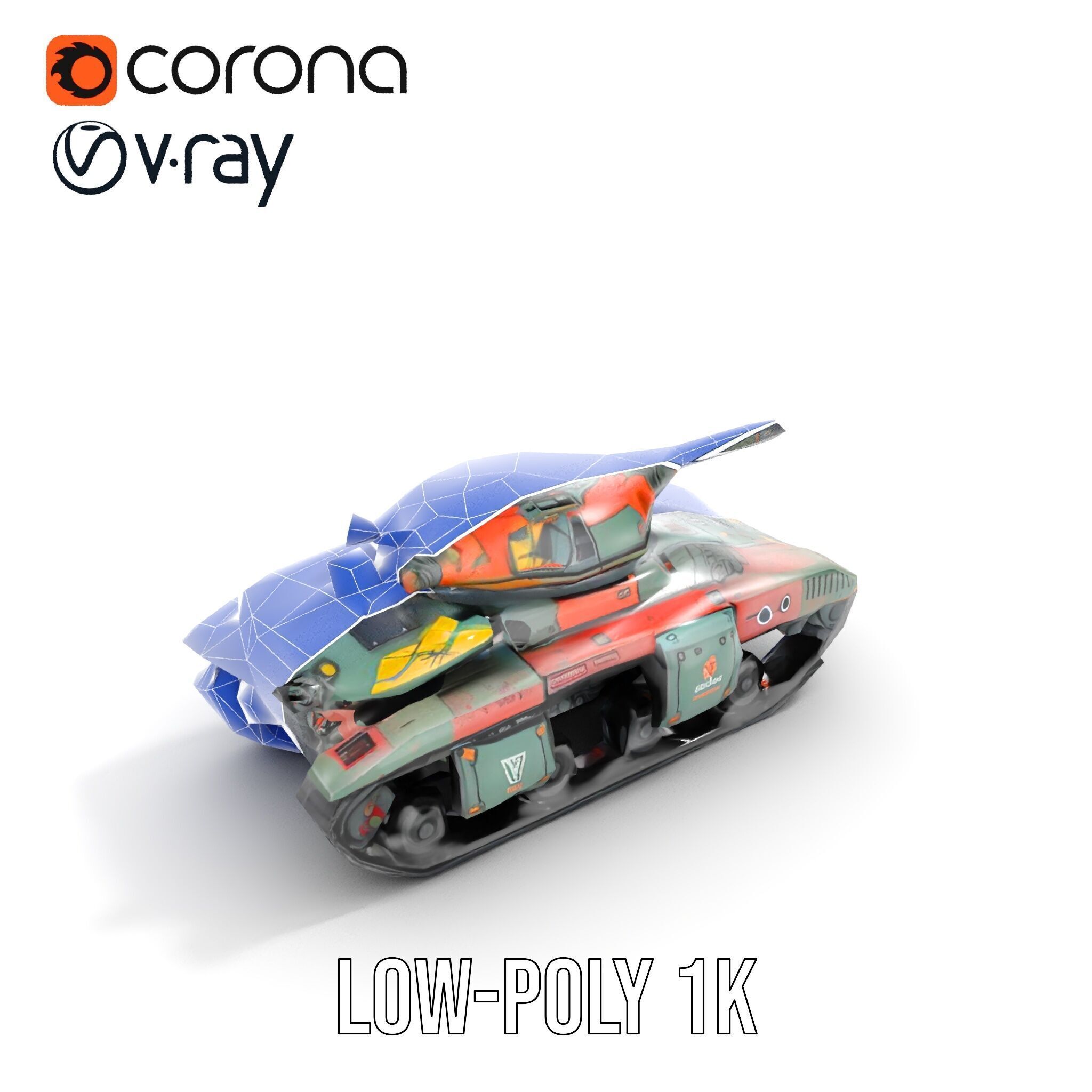 Futuristic Tank D Model Pack Low-poly 3D model_11