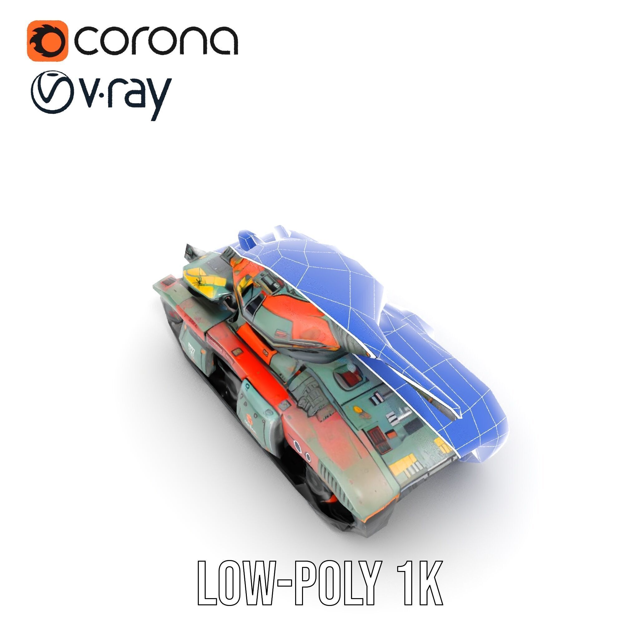 Futuristic Tank D Model Pack Low-poly 3D model_27