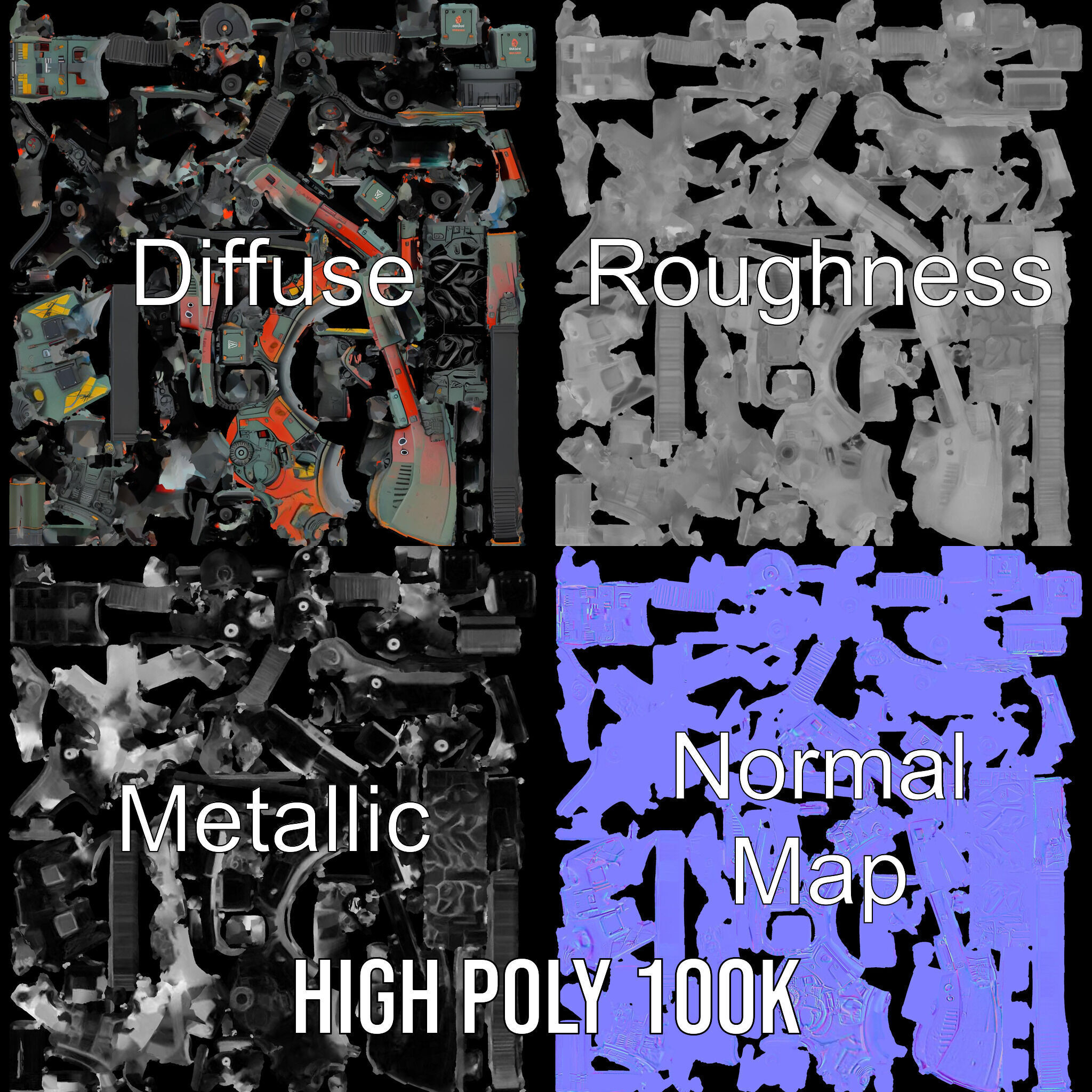 Futuristic Tank D Model Pack Low-poly 3D model_4