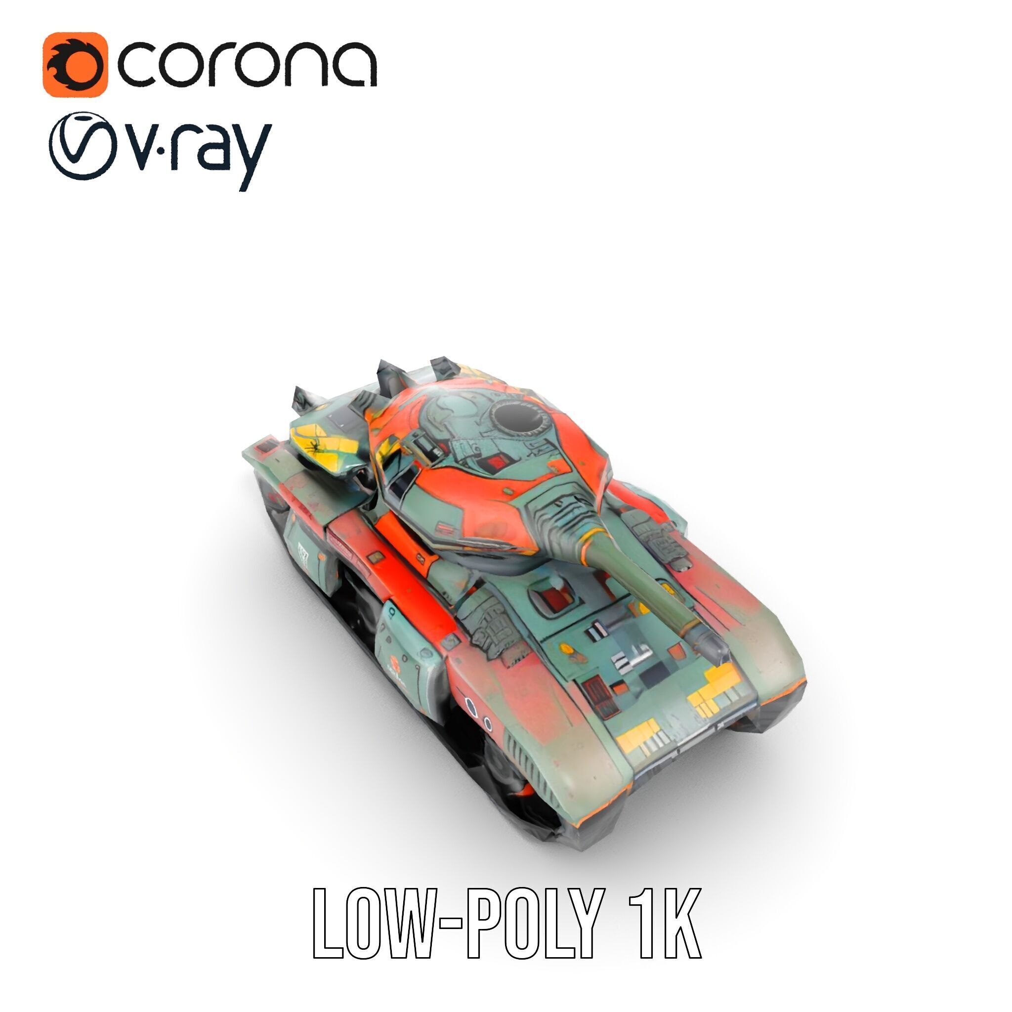 Futuristic Tank D Model Pack Low-poly 3D model_8