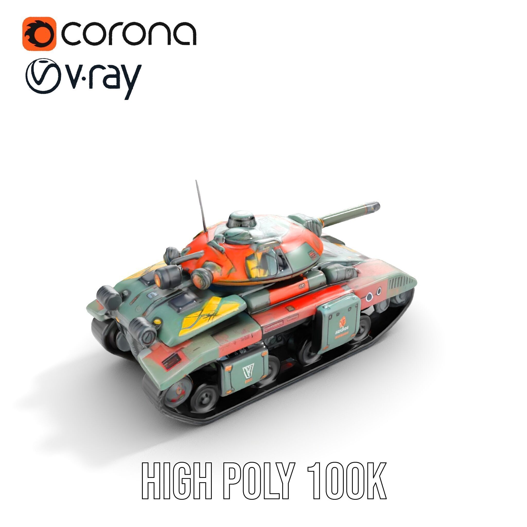Futuristic Tank D Model Pack Low-poly 3D model_20