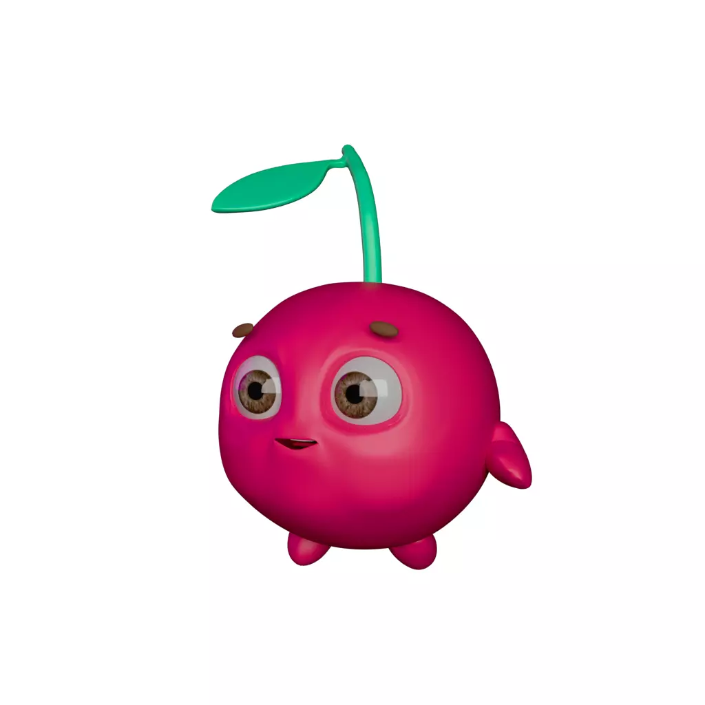 Cherry Character Cartoon 3D Character with Rig and Animation 3D model_0