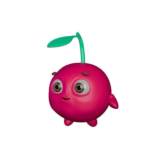Cherry Character Cartoon 3D Character with Rig and Animation 3D model