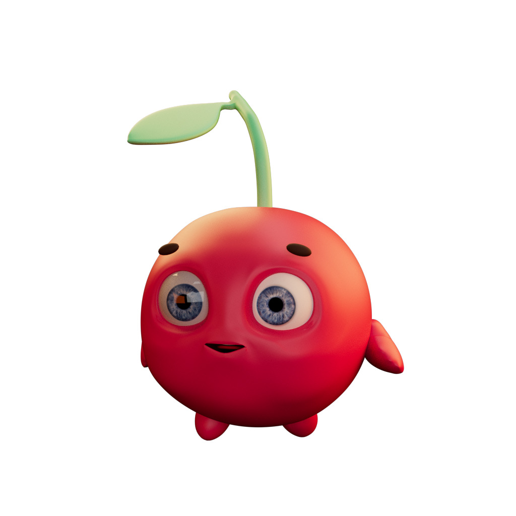 Cherry Character Cartoon 3D Character with Rig and Animation 3D model_2