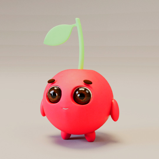 Cherry Character Cartoon 3D Character with Rig and Animation 3D model_1