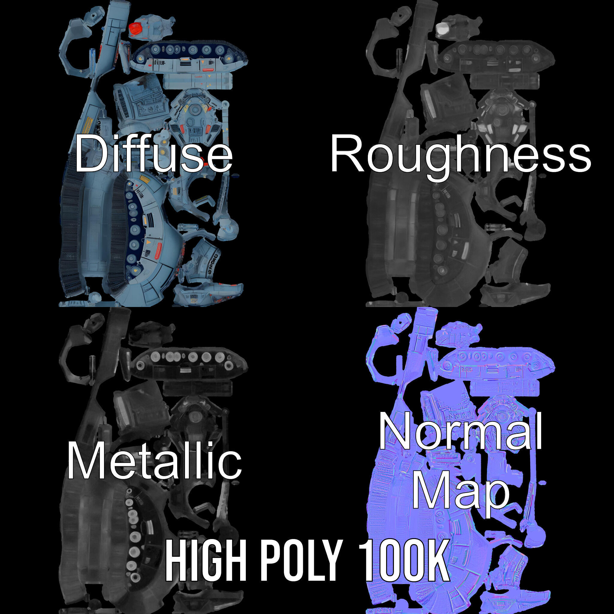 Futuristic Tank Model Pack for D Design Low-poly 3D model_4