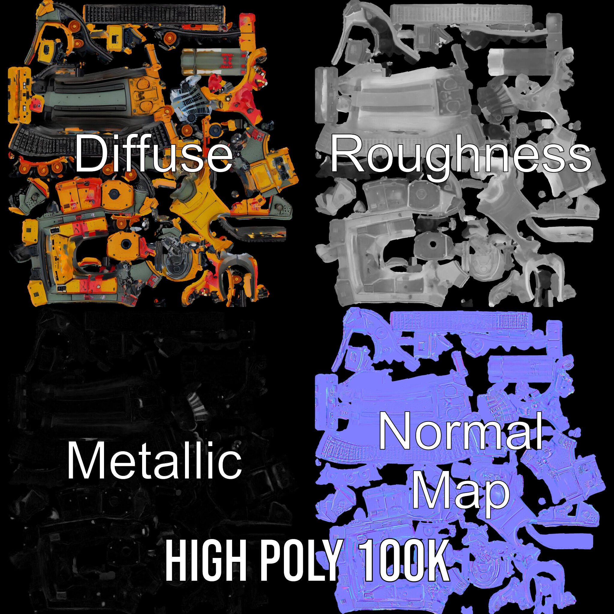 Armored Combat Battle Tank Model Pack Low-poly 3D model_4