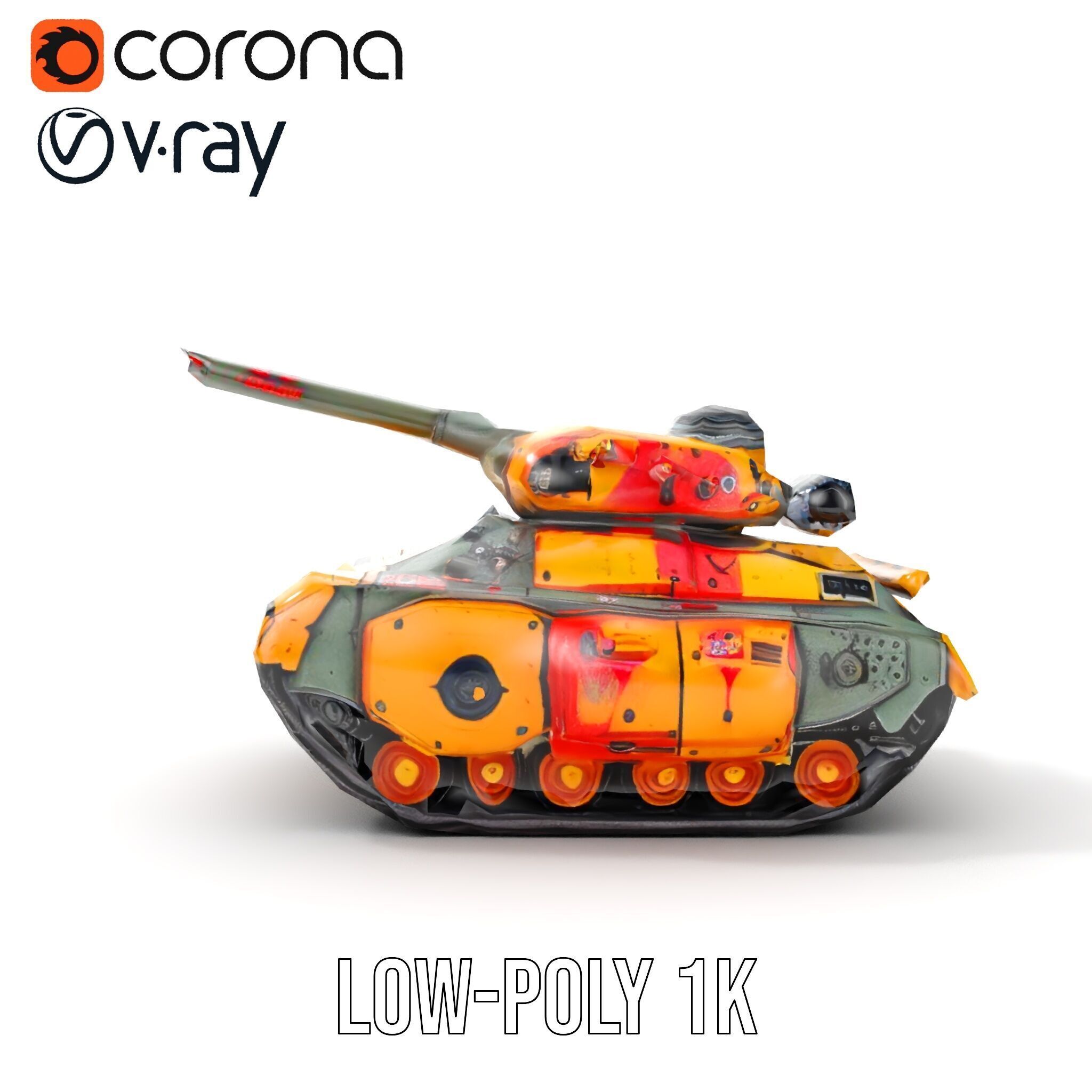 Armored Combat Battle Tank Model Pack Low-poly 3D model_8