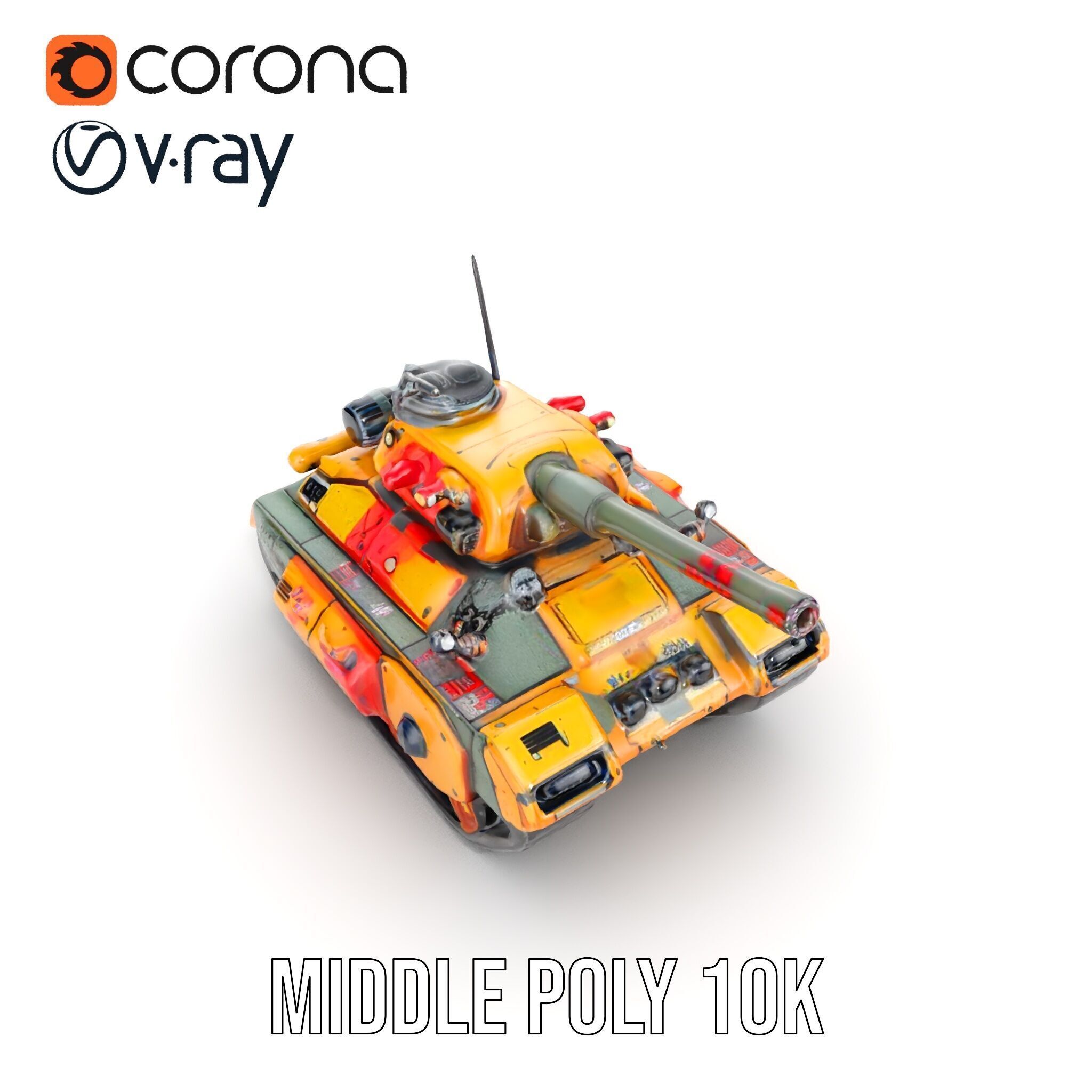 Armored Combat Battle Tank Model Pack Low-poly 3D model_13