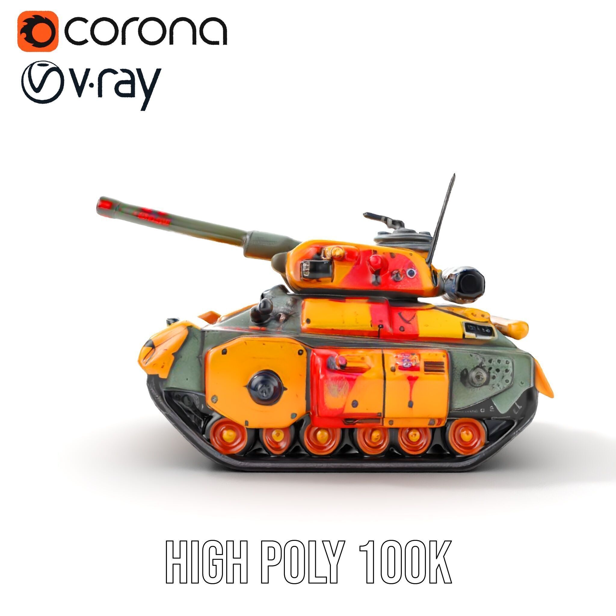 Armored Combat Battle Tank Model Pack Low-poly 3D model_22