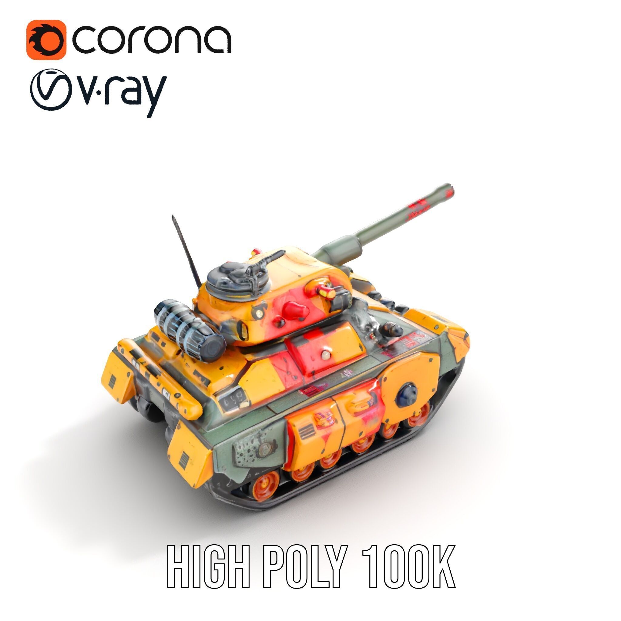 Armored Combat Battle Tank Model Pack Low-poly 3D model_25
