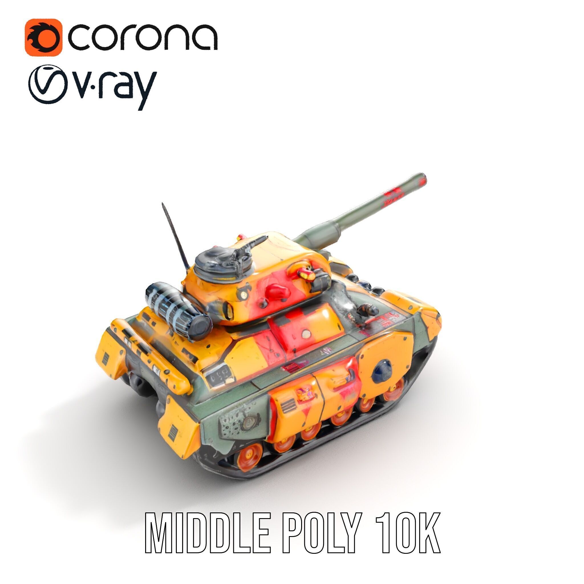 Armored Combat Battle Tank Model Pack Low-poly 3D model_16