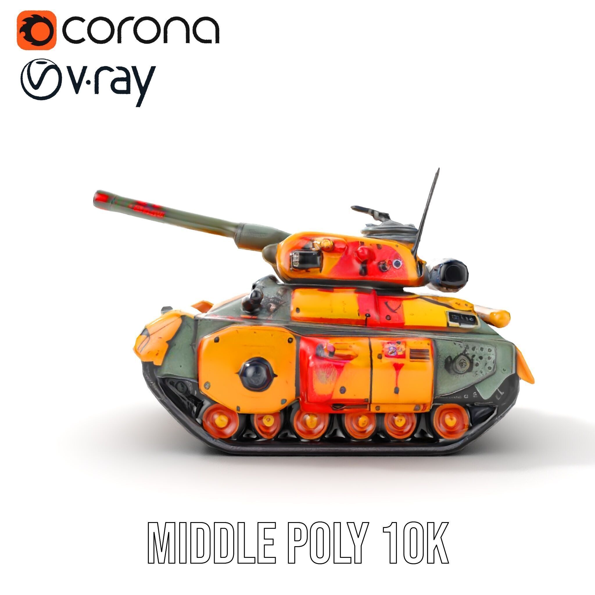Armored Combat Battle Tank Model Pack Low-poly 3D model_18