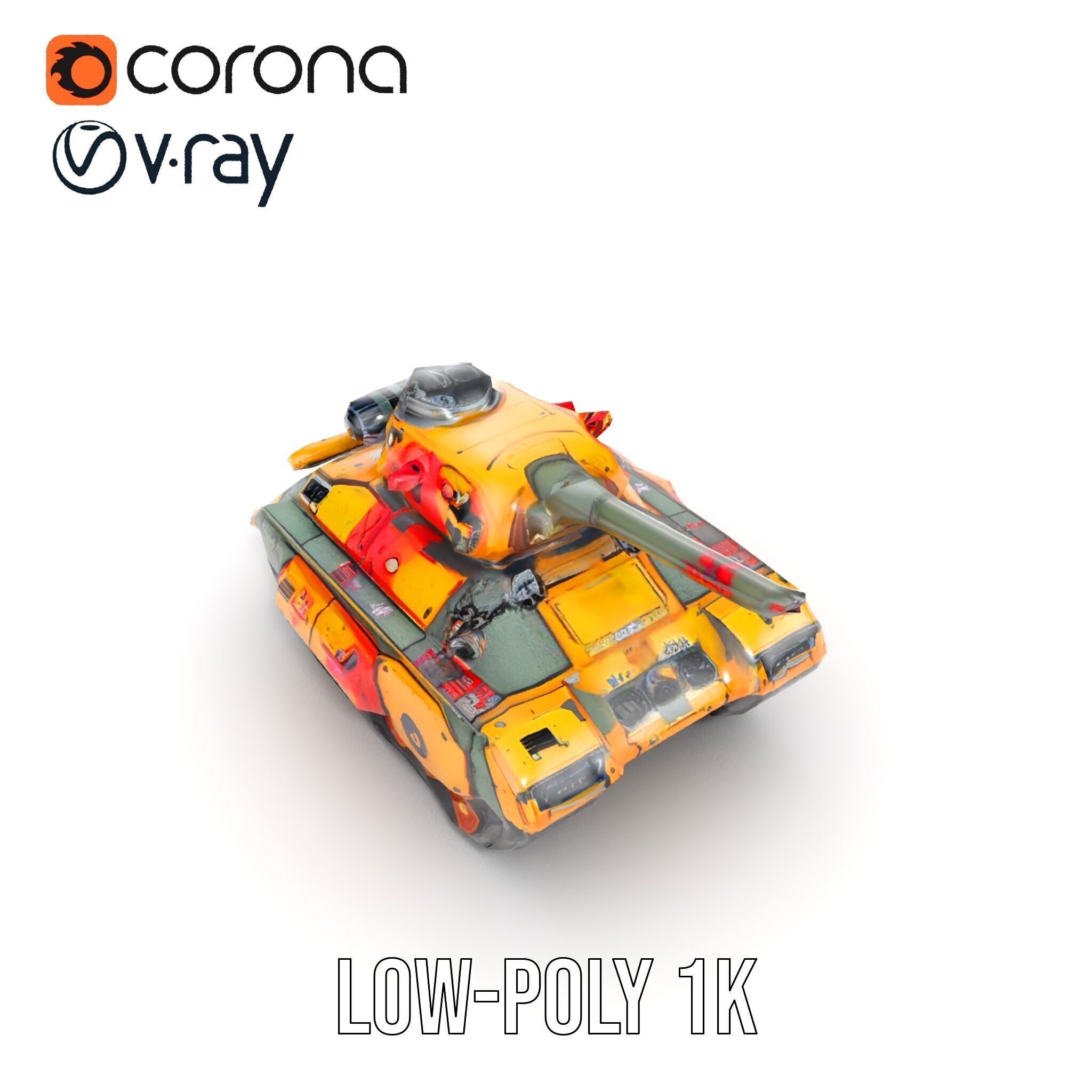 Armored Combat Battle Tank Model Pack Low-poly 3D model_19