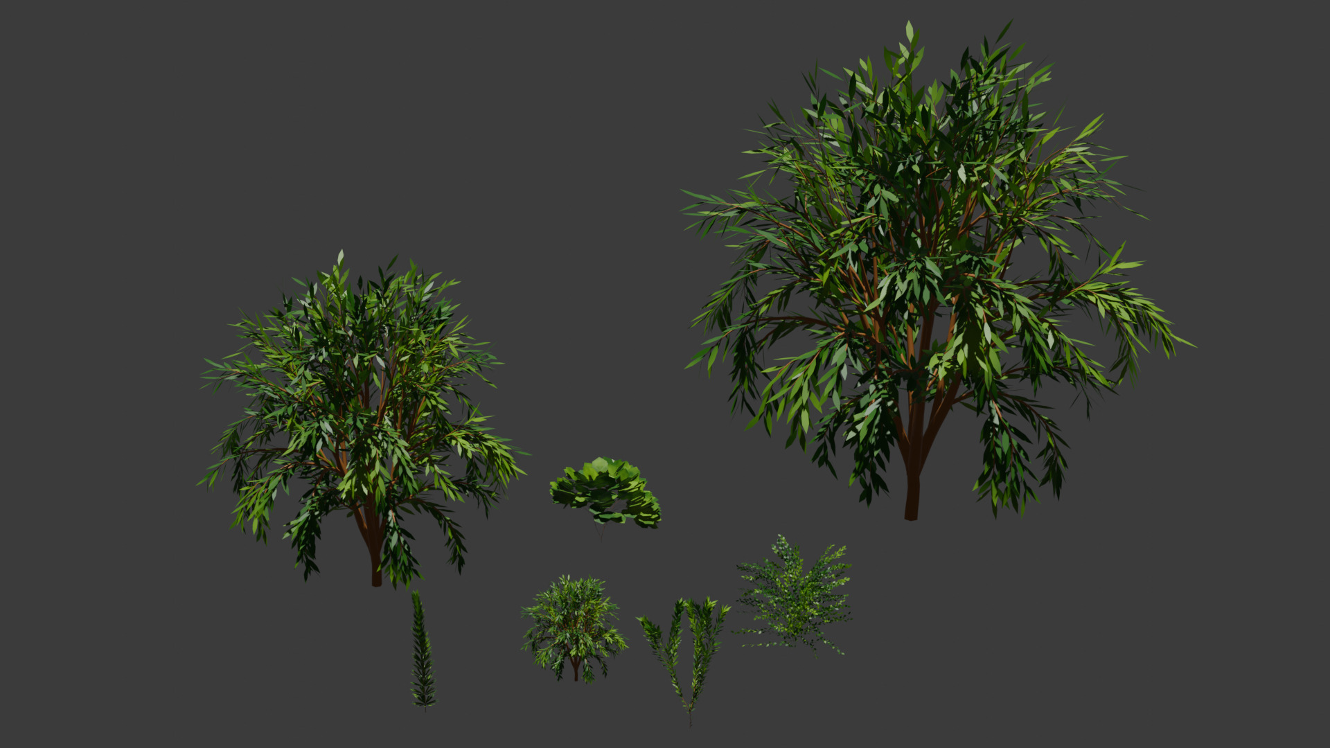 Stylized Tree set with variety of shapes 3D model_9
