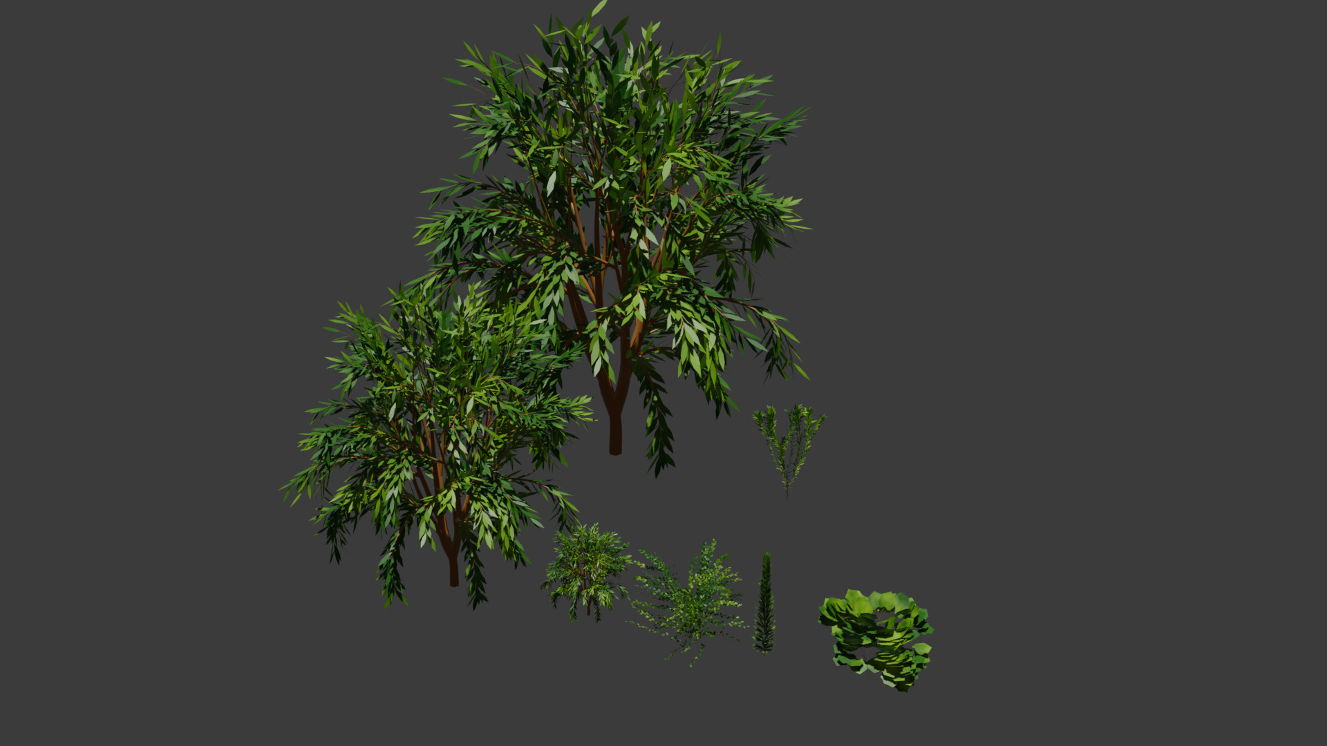 Stylized Tree set with variety of shapes 3D model_6