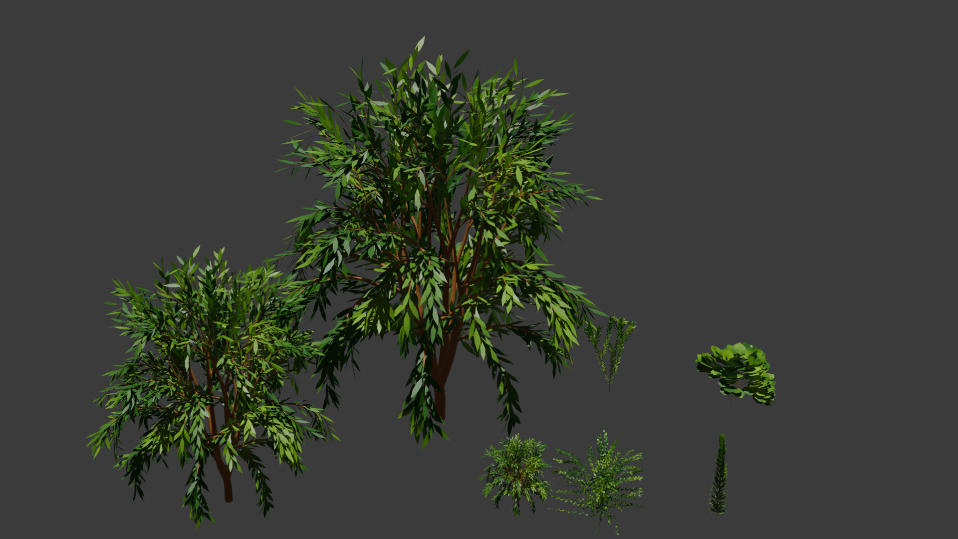 Stylized Tree set with variety of shapes 3D model_7