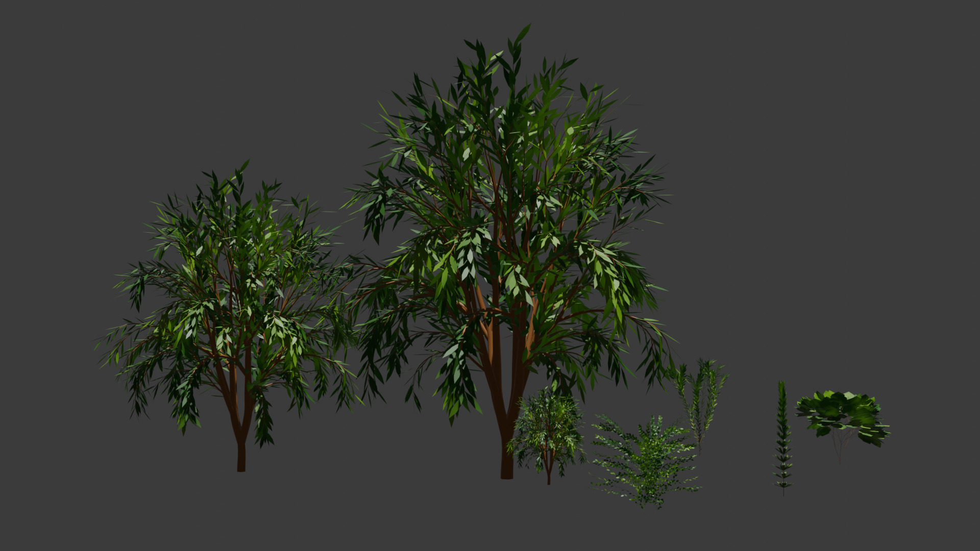 Stylized Tree set with variety of shapes 3D model_8