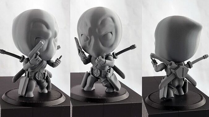 Chibi Deadpool Style Miniature for FDM 3D Printing 3D print model