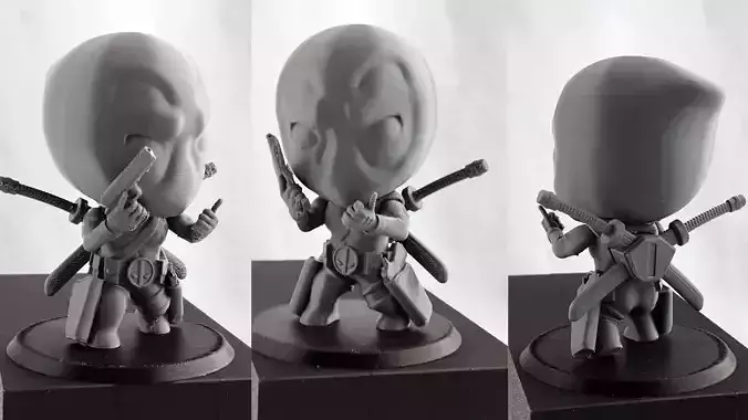 Chibi Deadpool Style Miniature for FDM 3D Printing