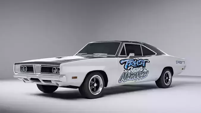 Low Poly Muscle Car with Custom Drift Livery Game Ready Asset Low-poly 3D model