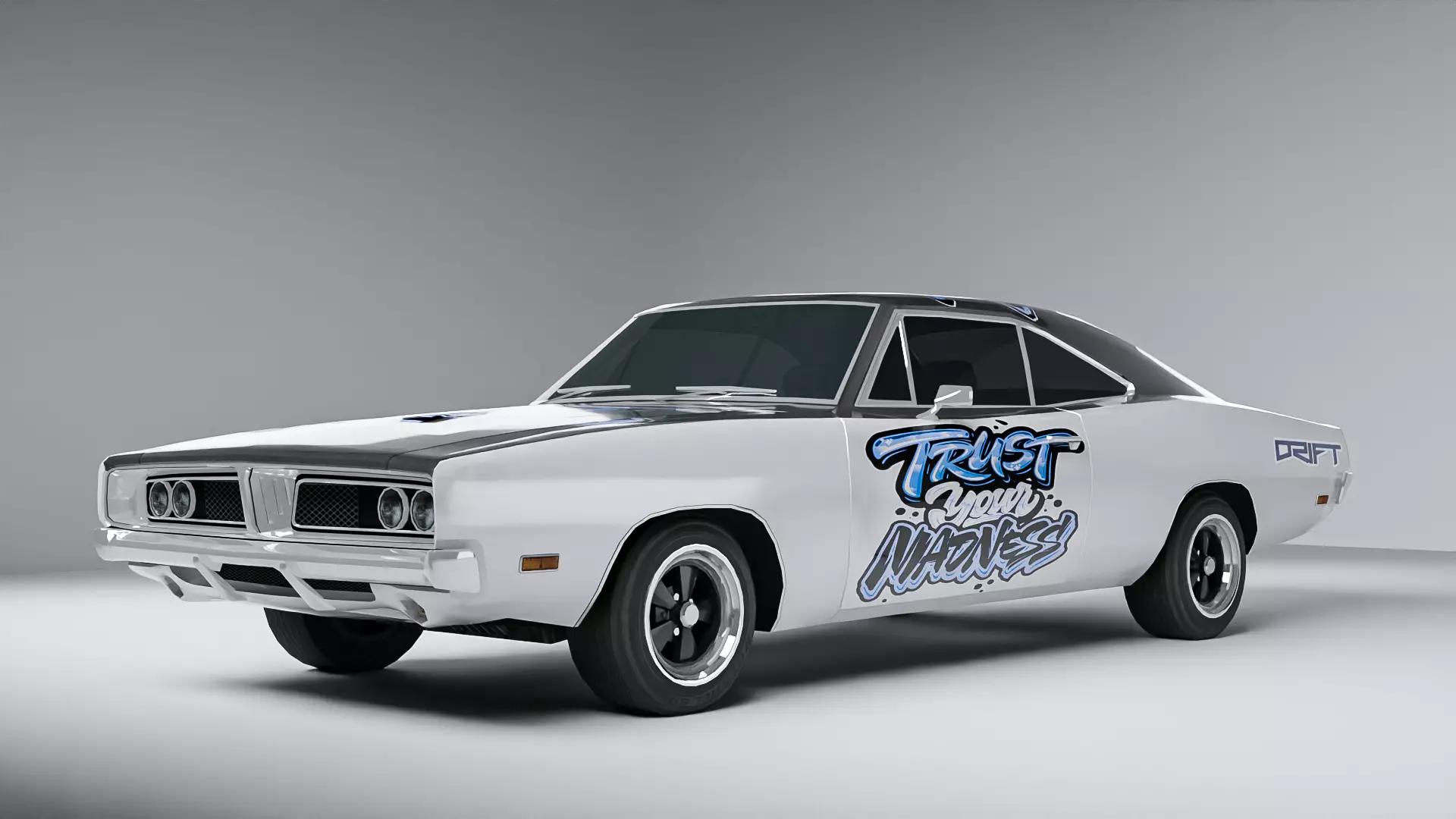 Low Poly Muscle Car with Custom Drift Livery Game Ready Asset Low-poly 3D model_0