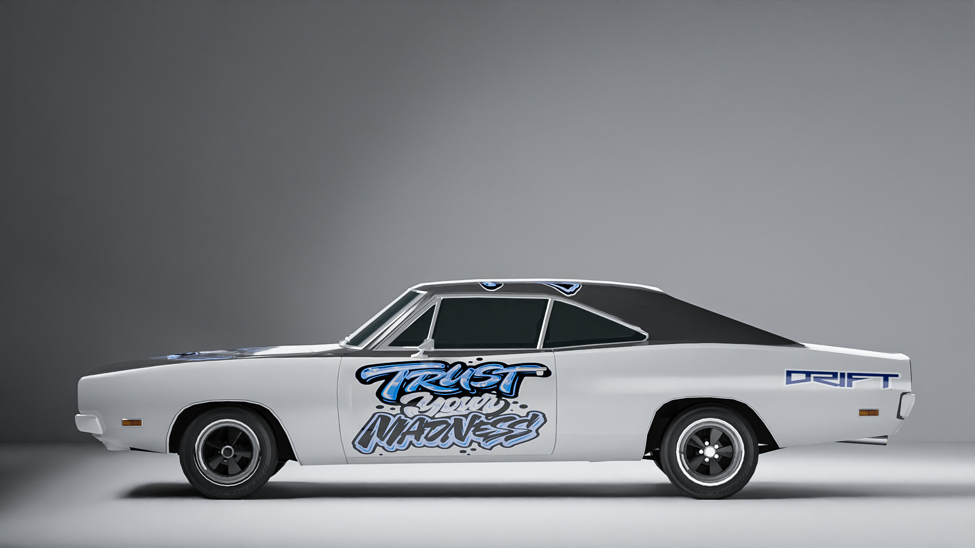 Low Poly Muscle Car with Custom Drift Livery Game Ready Asset Low-poly 3D model_1